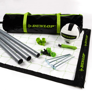 Dunlop Outdoor Sports Volleyball Set: Portable Net With Poles, Ball & Air Pump