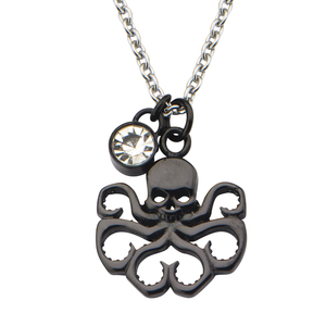 Marvel Women's Black-Plated Cubic Zirconia Hydra Pendant, 18"