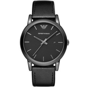 Mens Classic Dress Black Leather Watch Black Dial