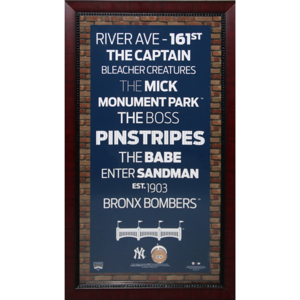 Framed New York Yankees Subway Sign Wall Art 16x32 with Authentic Dirt (MLB Authenticated)