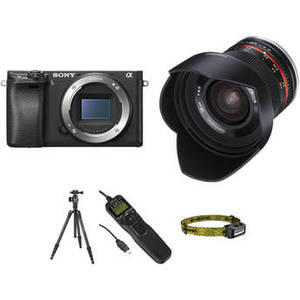 Alpha a6300 Mirrorless Digital Camera with 12mm f/2 Lens Astrophotography Kit