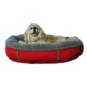Carolina Pet Company Medium Faux Suede & Tipped Berber Round Comfy Cup - Red