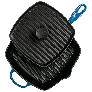 Enameled Cast Iron Panini Press & Signature Square Skillet Grill Set Marseille