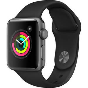 Watch Series 3 38mm Smartwatch (GPS Only, Space Gray Aluminum Case, Black Sport Band)