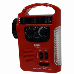 Solar & Crank Rechargeable Radio/Flashlight Red