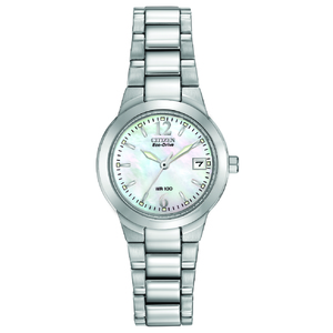 Womens Silhouette Eco-Drive Silver-Tone Watch Mother-of-Pearl
