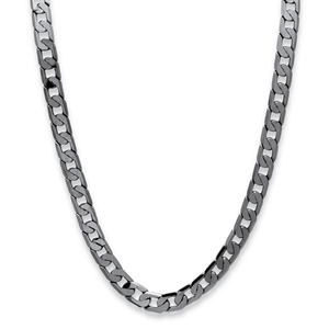PalmBeach Jewelry Men's 12 mm Curb-Link Necklace Chain Black Ruthenium-Plated 24&quot;