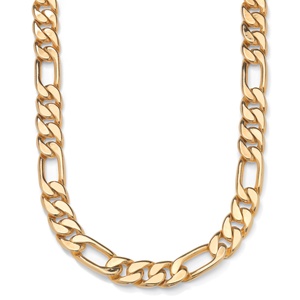 PalmBeach Jewelry Figaro-Link Necklace in Yellow Gold Tone 24&quot;