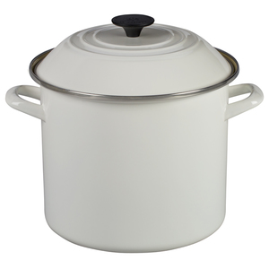 10 Qt Enamel-On-Steel Covered Stockpot White