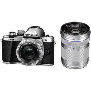 OM-D E-M10 Mark II Mirrorless Micro Four Thirds Digital Camera with 14-42mm EZ and 40-150mm Lenses Kit (Silver)