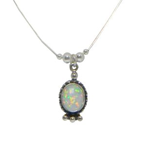 Artisan Handicrafts Oval Elegance White Opal Necklace