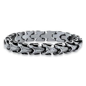 PalmBeach Jewelry Men's Serpent Link Bracelet in Antiqued Stainless Steel