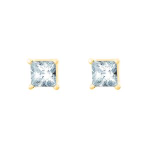 New York City Diamond District 14K Yellow Gold 3/4 cttw Princess Cut Diamond Stud Earrings