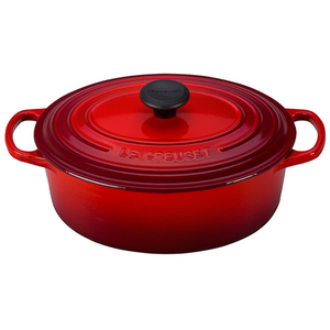 Enameled Cast Iron 2.75 Qt Signature Oval French Oven Cerise