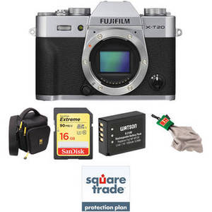 X-T20 Mirrorless Digital Camera Body with Deluxe Kit (Silver)