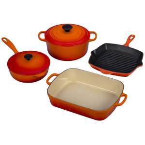 6pc Cast Iron Cookware Set Flame