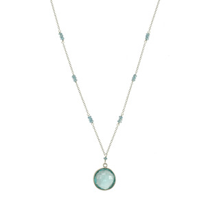 Genuine Appatite with Dyed Blue Hydro Pendant Sterling Silver 18" Necklace