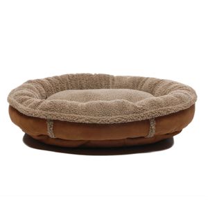 Carolina Pet Company Medium Faux Suede & Tipped Berber Round Comfy Cup - Brown