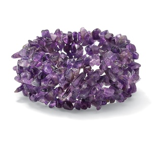 PalmBeach Jewelry Nugget-Cut Genuine Amethyst Stretch Bracelet 7"