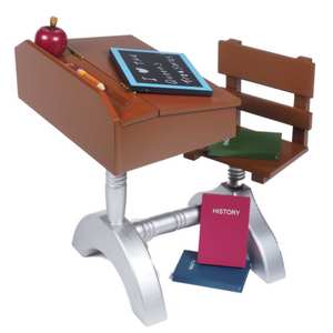 The Queen's Treasures 1930 Style School Wood Desk & 6pc School Accessories For 18" Dolls & American Girl® Doll Furniture