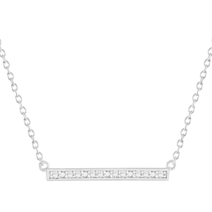 Silver-Tone Diamond Bar Necklace