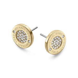 Pave Gold-Tone Stud Earrings