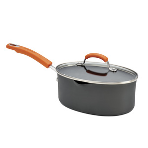 Hard-Anodized 3qt Covered Oval Saucepan w/ 2 Pour Spouts