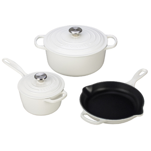 5pc Cast Iron Cookware Set White