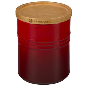 2.5 Qt Stoneware Storage Canister w/ Wood Lid Cherry
