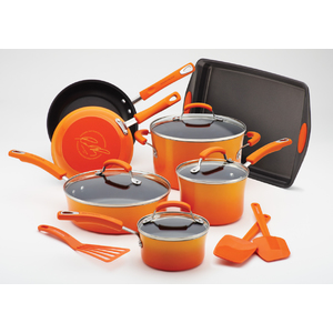 14pc Hard Enamel Nonstick Cookware Orange Gradient
