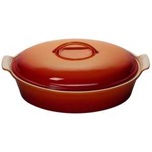Heritage 4 Qt. Covered Stoneware Oval Casserole Flame