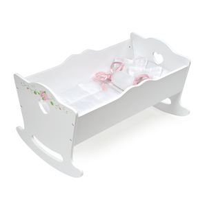 Badger Basket Doll Cradle - White Rose