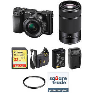 Alpha a6000 Mirrorless Digital Camera with 16-50mm and 55-210mm Lenses Deluxe Kit (Black)