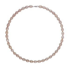 Dyed Champagne Color Genuine Freshwater Rice Pearl Knotted Sterling Silver 18&quot; Necklace