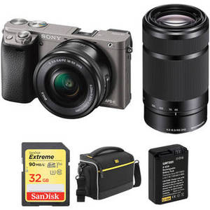 Alpha a6000 Mirrorless Digital Camera with 16-50mm and 55-210mm Lenses and Free Accessory Kit (Graphite)