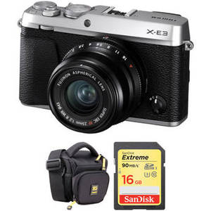 X-E3 Mirrorless Digital Camera with 23mm Lens and Accessories Kit (Silver)