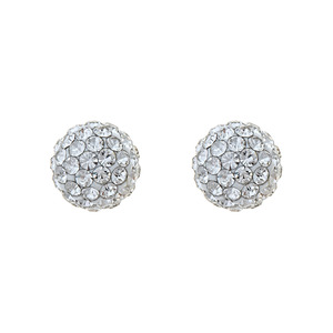 14K Yellow Gold 8mm White Crystal Ball Stud Earring