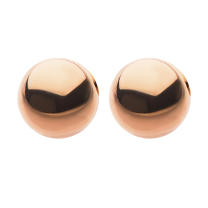 Inox Jewelry Women's Stainless Steel Rose Gold Ion Plated Double Sided Ball Stud Earring