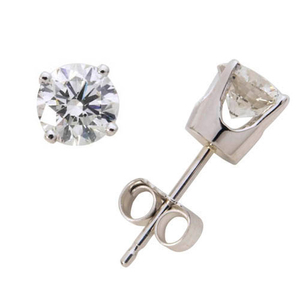 14k White Gold Diamond Solitaire Earrings .75twt