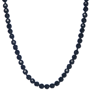 Lita Sterling Silver Faceted Black Onyx Bead Necklace 24&quot;
