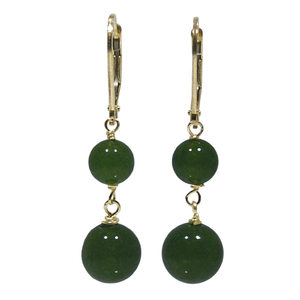 Lita 14k Gold Taiwan Green Jade Drop Earrings