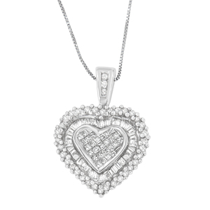 10k White Gold 1ct TDW Multi-cut 1ct TDW Diamond Heart Pendant Necklace (H-I, I1-I2)