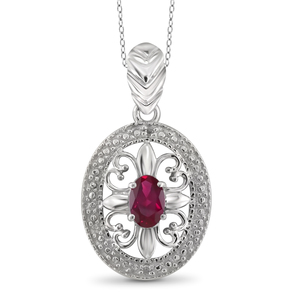 JewelonFire 1/2 Carat T.G.W. Ruby And White Diamond Accent Sterling Silver Pendant