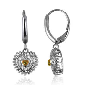 1/2 Cttw. Heart Silver Yellow and White Diamond Earring