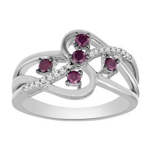 Sterling Silver 1/3Ctw Purple/White Orbit Diamond Band