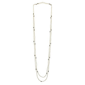 Genuine Freshwater Rice Pearl & Black Onyx 82&quot; Endless Necklace