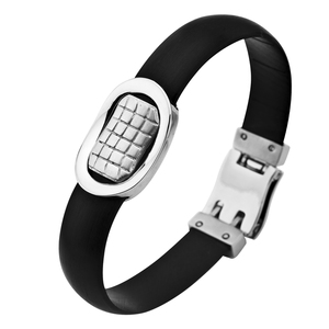 Inox Jewelry Women's Rubber with Stainless Steel Victoria Lap Bracelet, 8.5&quot;