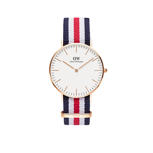 Classic Canterbury 40mm Rose Gold Case Watch w/ Stripe NATO Strap