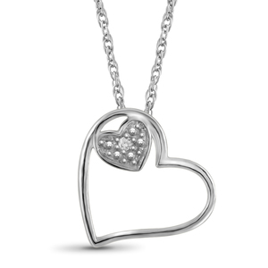 JewelonFire White Diamond Accent Sterling Silver Heart Pendant