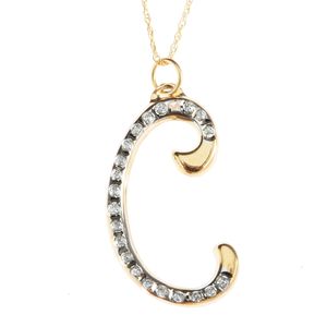 Diamond Fascination 14k Yellow Gold Diamond Accent &quot;C&quot;  Pendant